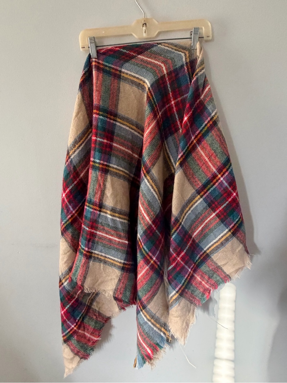 Beige Plaid blanket scarf